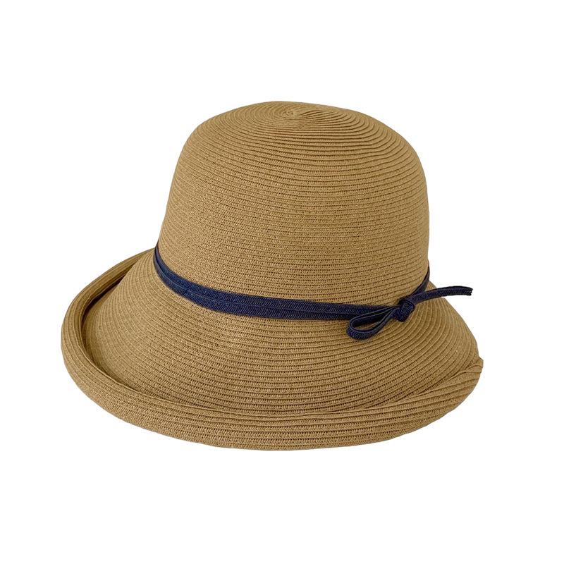 Straw hat women's summer visor Hepburn style sun hat fashion cool hat folding sunscreen hat big edge fisherman hat straw
