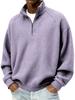Men's Vintage Check Textured Zip Sweatshirt Stand Collar Long Sleeve Casual Pullover