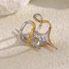 MamacitaSlay 316L Stainless Steel Mixed Color Double Star Open Ring Women's Party Waterproof 18K Gold Plated Ring Unique Ring