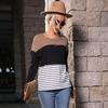 Woman Clothing Fashion Casual Tops Shirts Fashionable and Casual Temperament Women's Long-sleeved Splicing Loose Striped Knit Sweater