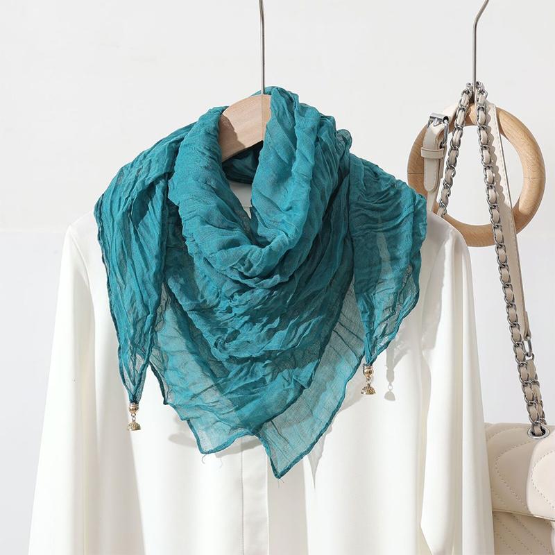 Women Scarf for Women Fashion Square Scarf Bohemian With Magnetic Buckle Casual Long Pleated Outings