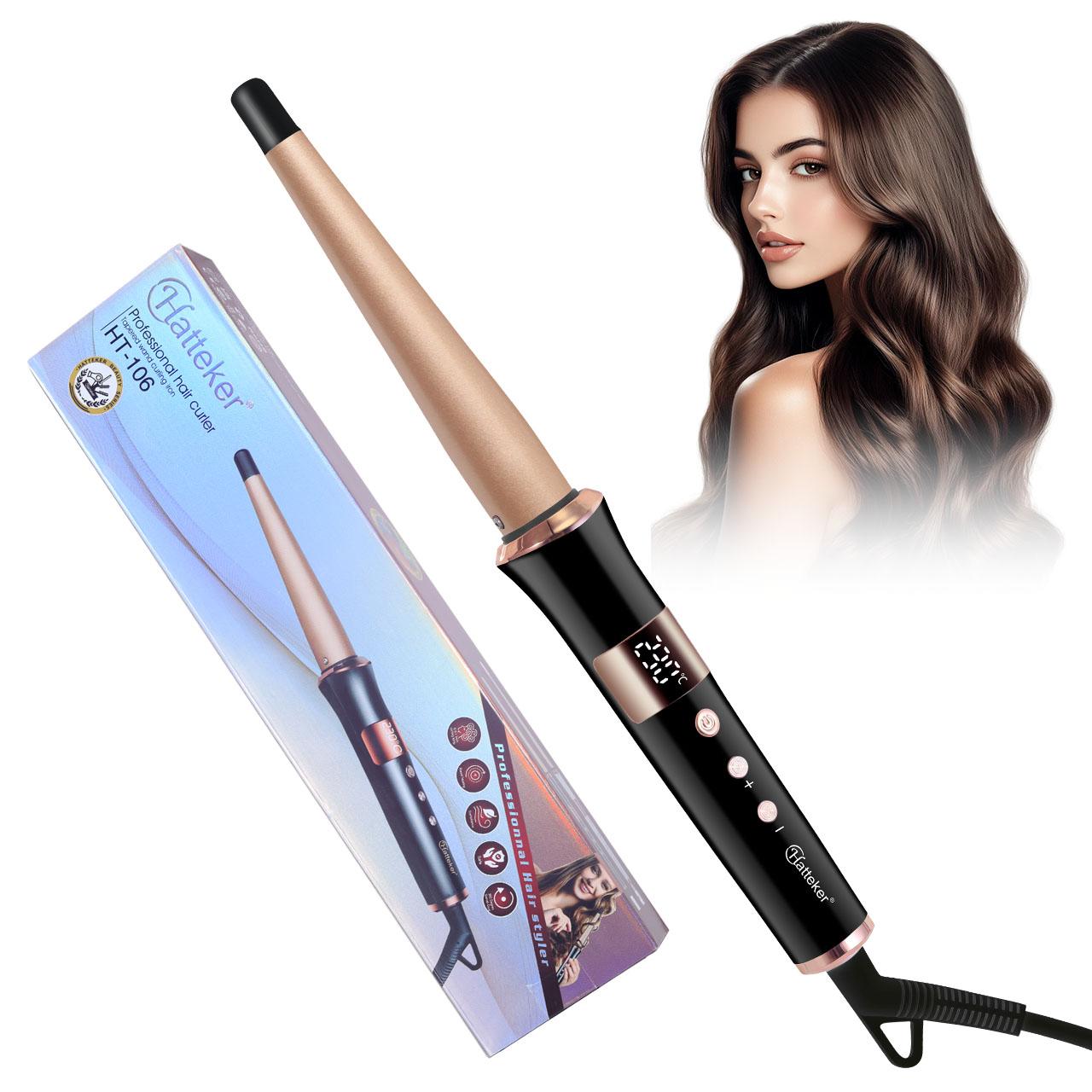 Hatteker 1/2-1 Inch Tourmaline Ceramic Curling Wand - Adjustable Temperature Hair Curler with PTC Rapid Heating чёрный