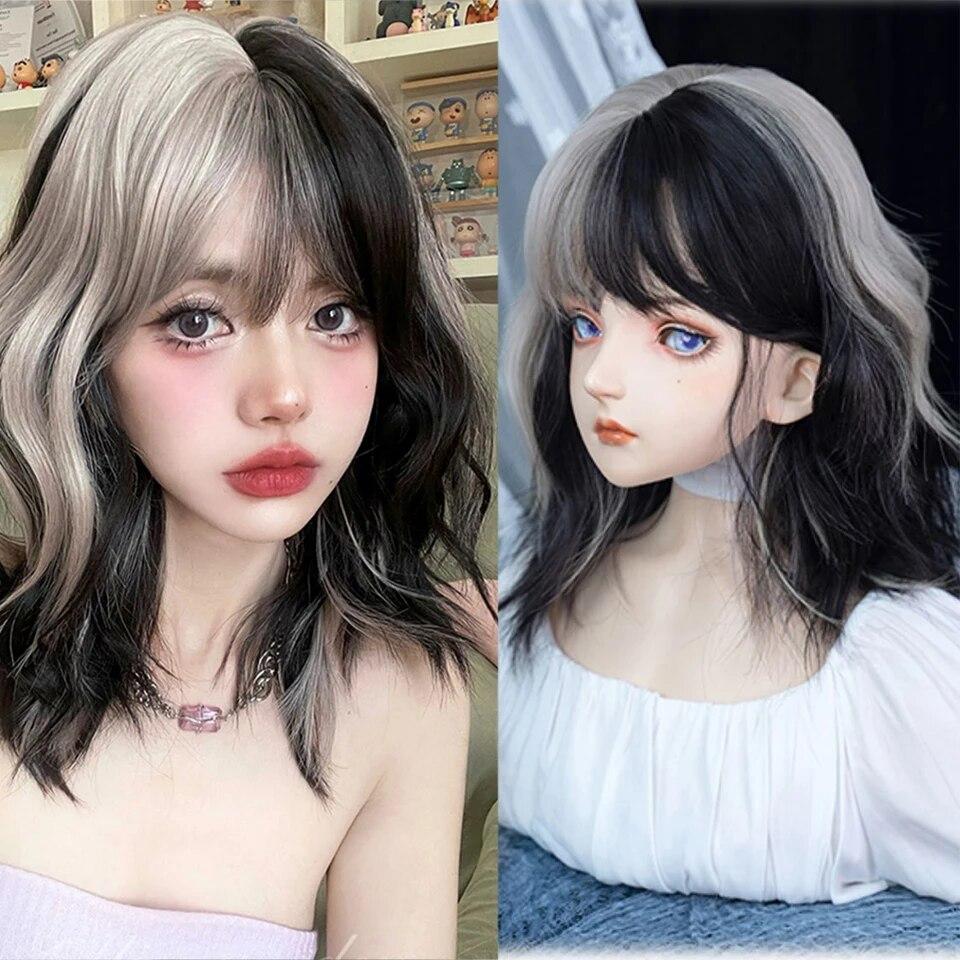 Dlouhá kudrnatá syntetická paruka se středovou ofinou tmavě hnědá paruka z přírodních kudrnatých vlasů ženská Cosplay paruka paruka z tepelně odolných vláken