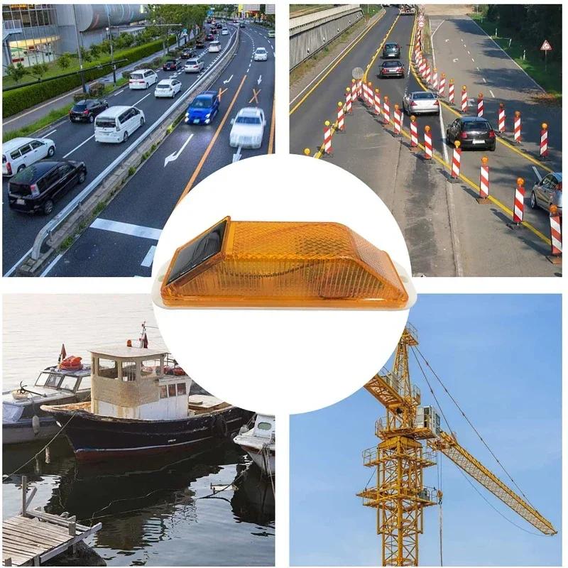 2pc Solar Strobe Warning LED Lamp Strobe Flash Traffic Caution Light Chip Control Bridge Rechargeable Night Driving Safety Light
