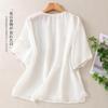 New retro cotton and linen T-shirt top women's summer thin loose cotton and linen short-sleeved cotton and linen shirt