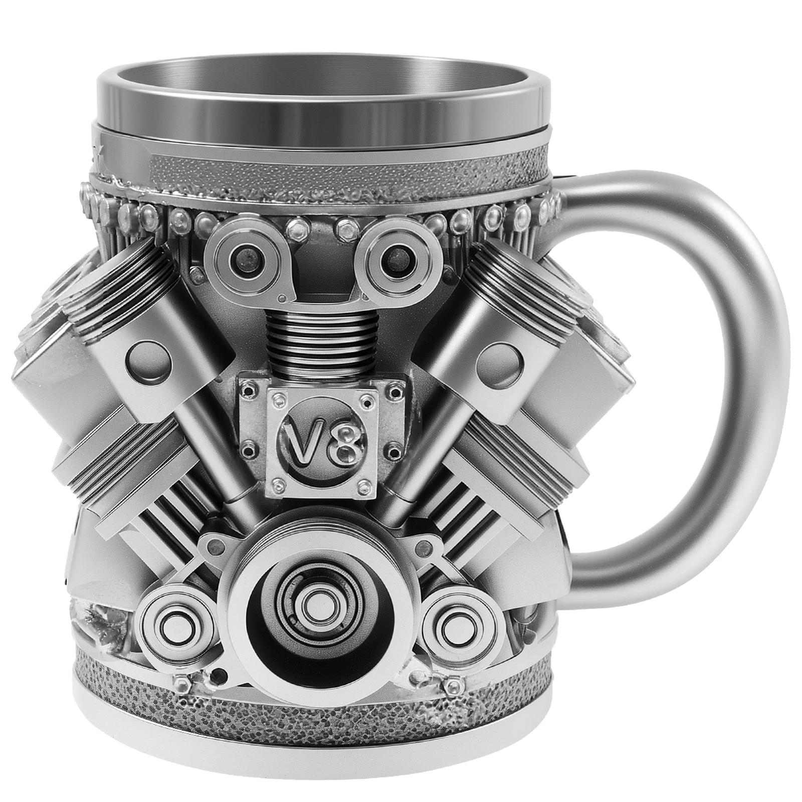 

Stainless Steel Mug V8 & V6 Engine Design Coffee Cup with Handle Personalized Beverage Mug for Car Lovers Enthusiasts Gift other