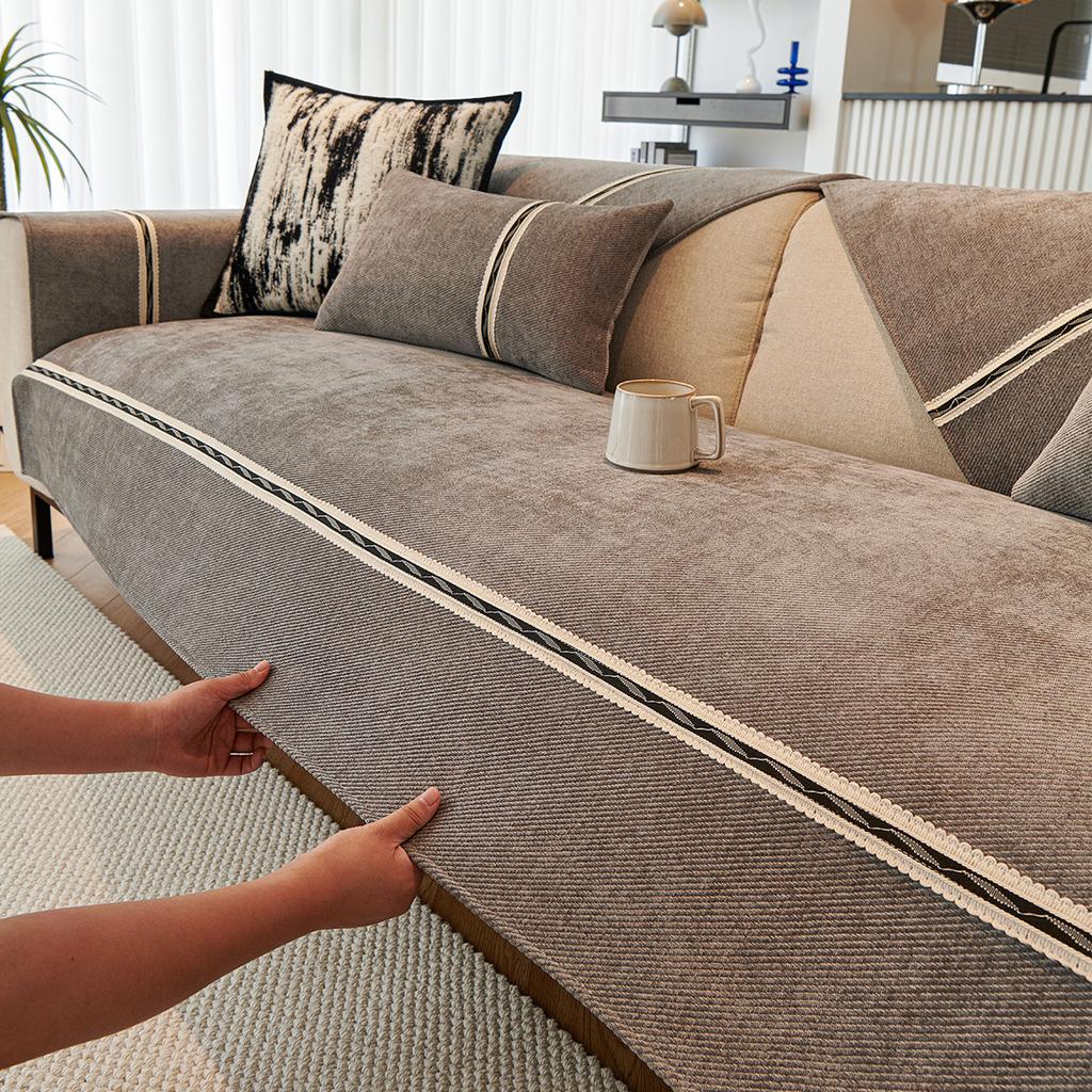 Nordic Sofa CushionFour Seasons Universal Sofa Cushion Chenille Modern Simple Sofa Cushion Solid Color Non-Slip Couch Cushion