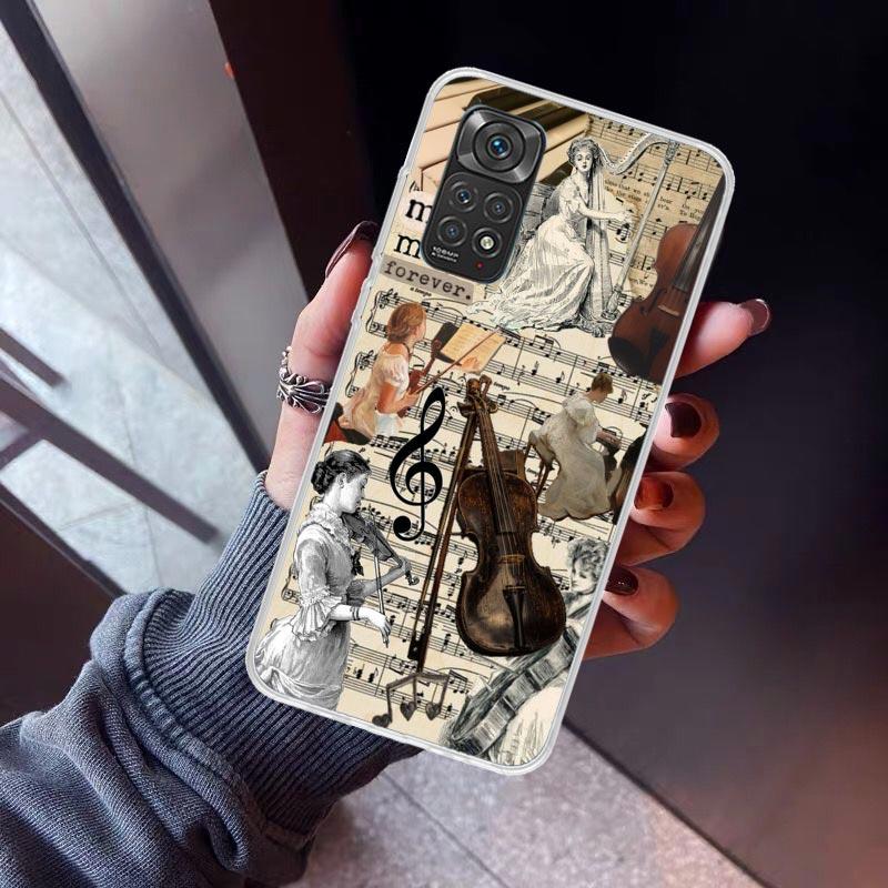 

Music Violin Phone Case For Xiaomi Redmi Note 10 11 12 13 14 15 Pro Plus 11S 12S 14S 11T 11E 10S Soft TPU Back Cover Redmi Note Redmi Note 13 4G