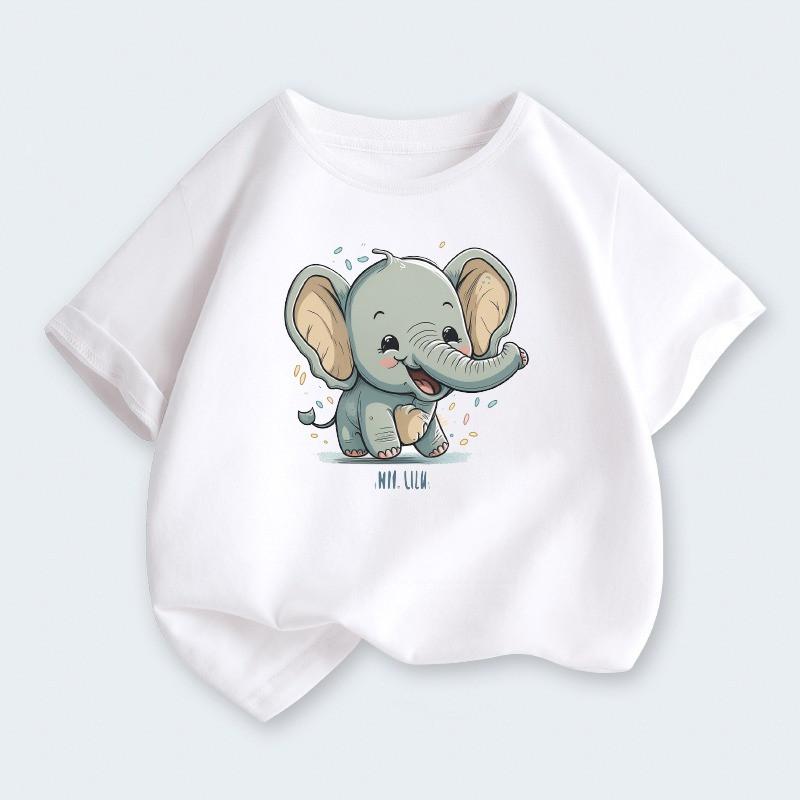 

Cute Cartoon Elephant Short-Sleeve T-Shirt for Kids | Summer Fashion Tops 100