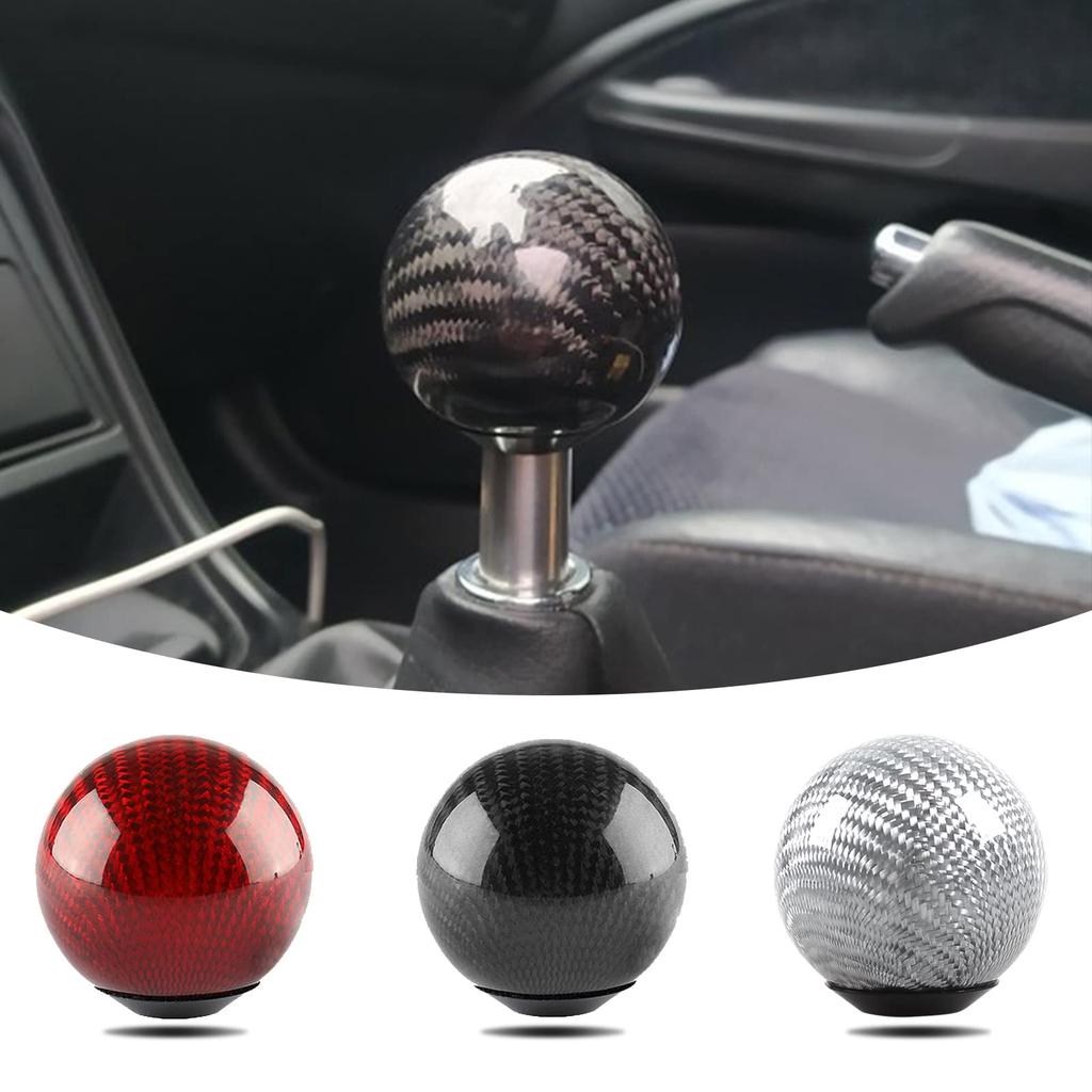 VEHSUN Car Shift Knob, Ball Shape, Real Carbon, Gear Knob, Spherical Shape, For Both