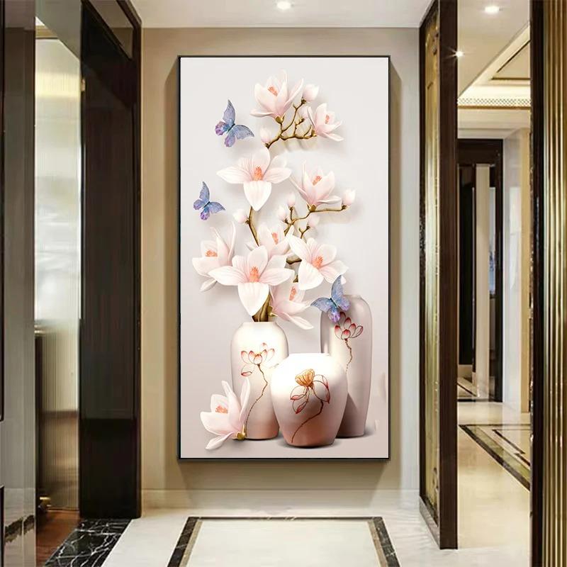 Retro Butterfly Flower Canvas Paintings Wall Art Pictures Chinese Style Vintage Poster And Prints for Living Room Aisle Decor
