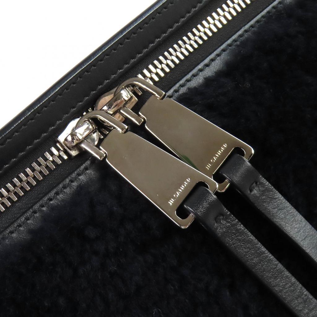 Tolle JIL SANDER Schultertasche Einzelriemen Lammfell Shearling Jacke Schwarz Gebraucht