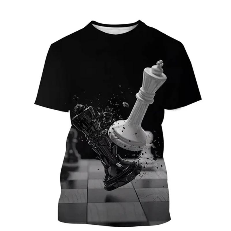 Chess T-shirt 3D Printing Design Fashion O-neck Short Sleeve Multiple Styles Tee Shirts Breathable Soft 2024 Summer y2k Tops
