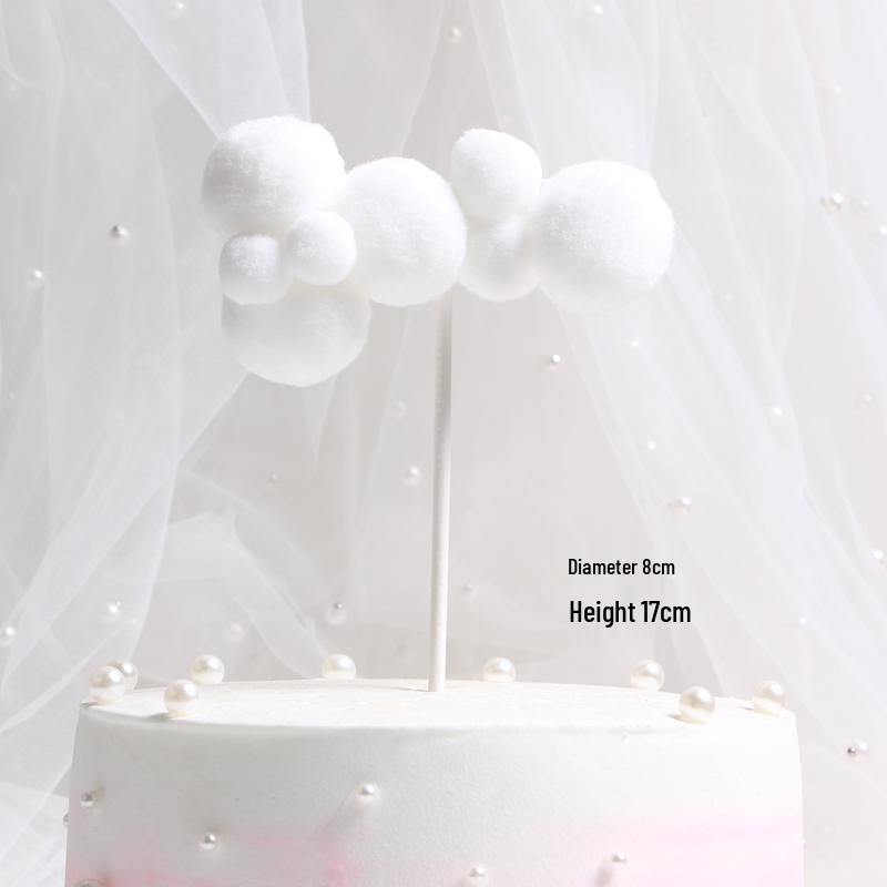3D Cloud Cake Decorations: Dessert Flags & Fluffy Ball Inserts