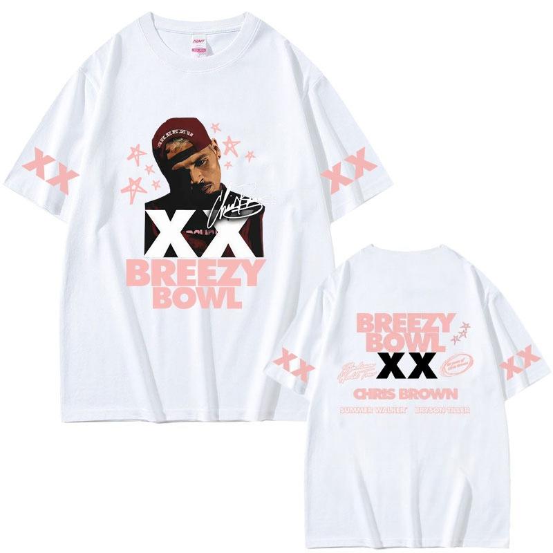 2026 SpringSummer Rap Artist Chris Brown Breezy Bowl XX Tour Mens and Womens HipHop Streetwear TShirts