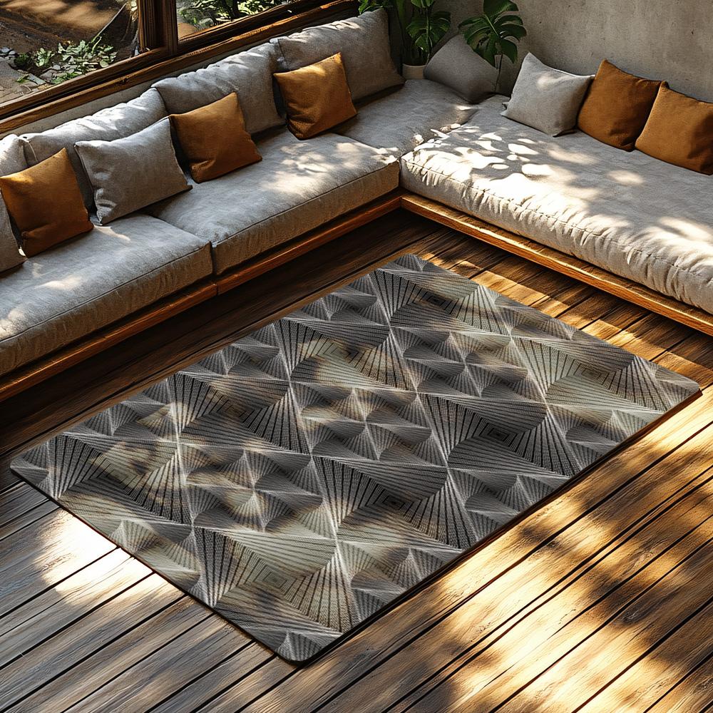 Tuniu Geometric Gray Silver Area Rug NonSlip Home Floor Mat Living Room Rug