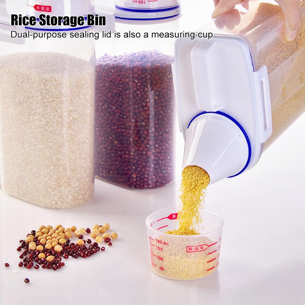 2Pcs Thick Plastic Insect Prevention Rice Box Moisture Proof Flour Storage Bin Food Container