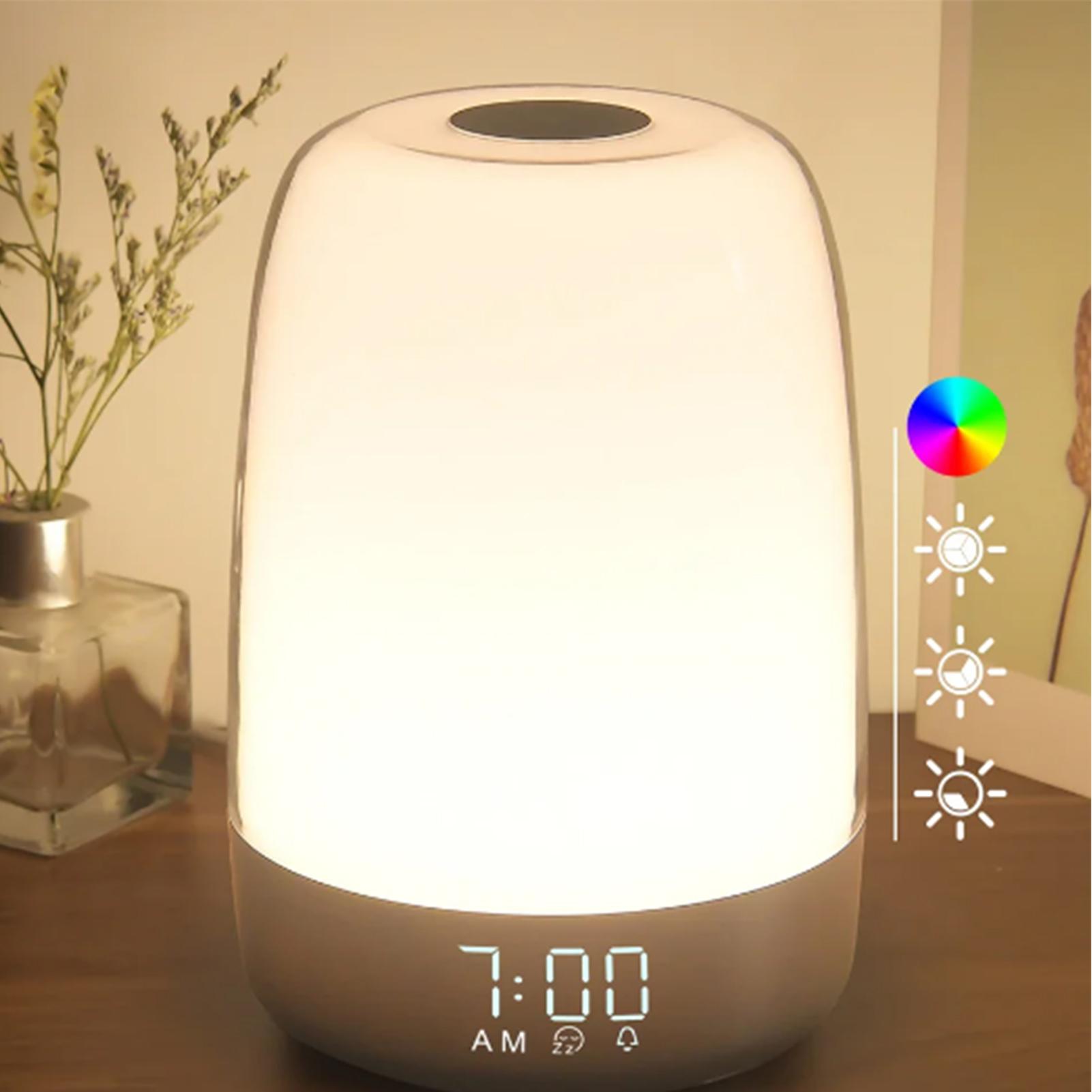 

Alarm Clock Wake-Up Light Colorful Atmosphere Night Light Sunrise Wake Up Alarm Clock with Seven Wake-Up Modes Night Light Timer