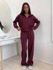 Women's 2-Piece Cotton Zip Up Hooded Sweatsuit Long Sleeve Pullover Jogger Set Casual Athletic Tracksuit