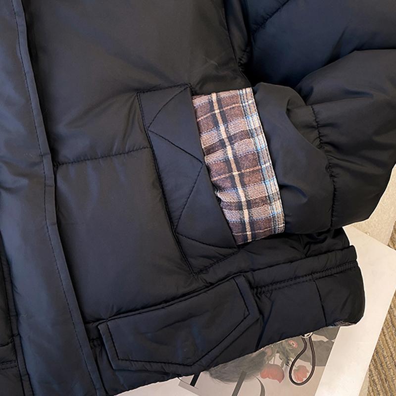 Modische Winterjacken Damen Kurze Parkas Stehkragen Dick Warm Lässig Damenmäntel