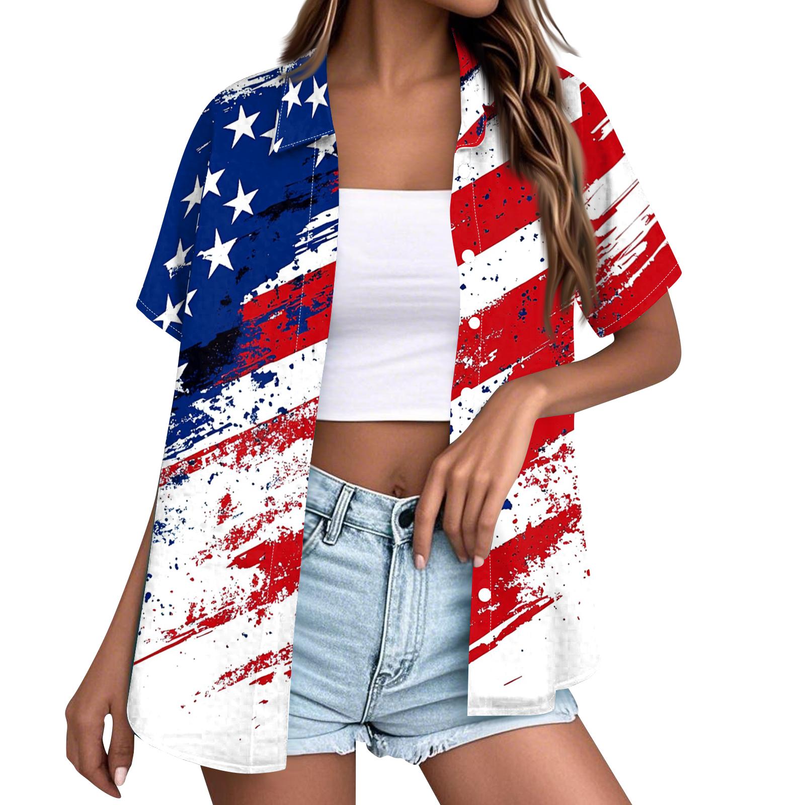 

Women s Fashion Casual Short Sleeve Button Lapel Shirt Tops XL білий