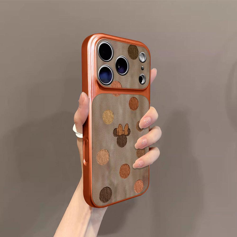 Polka dot anti-fingerprint Minnie applies to iPhone17promax mobile phone case Apple 16pro new 15pro niche