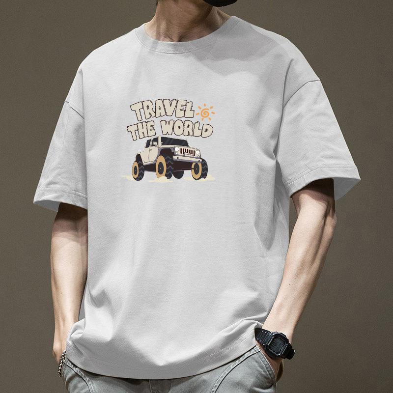 Cotton Heavyweight T-shirt Men's Summer Short Sleeved Trendy Brand Ins Half Sleeved Loose Hong Kong Style High Street Top Oversize T-shirt