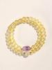 Gelber Rutilquarz & Amethyst Reichtum Anziehungs Armband - Goldenes Tigerauge, Glücksverstärkender Kristall Schmuck für Frauen