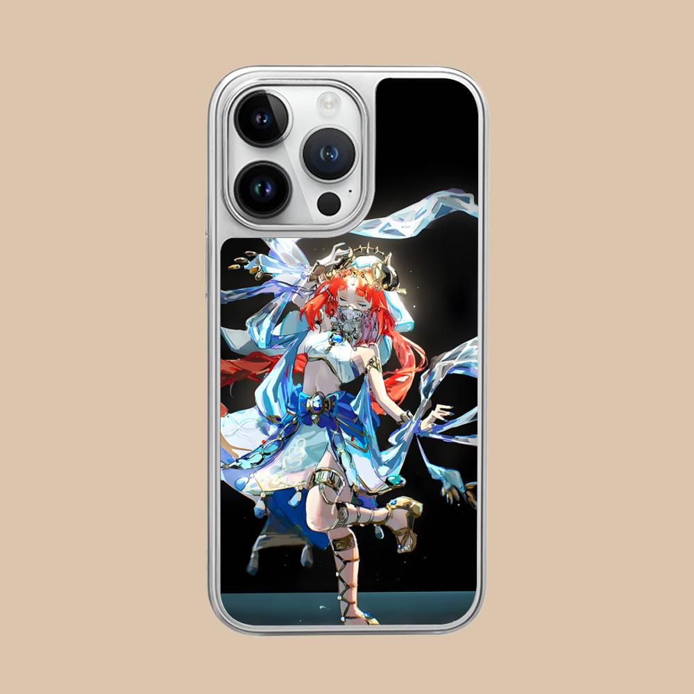 Game GI Nilou Silver Plating Mobile Phone Case for iPhone 17 16 15 14 13 12 11 Air Pro Max Plus Colorful Cover