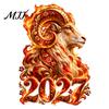 New Year Window Decorations 2027 Zodiac Sheep Static Clings, Red Russian Glass Decals, Reusable Stickers No Residue for Home Shop Holiday Decor Clings