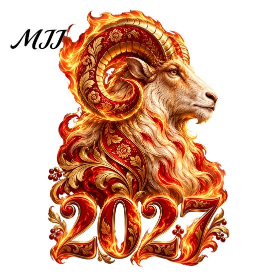 New Year Window Decorations 2027 Zodiac Sheep Static Clings, Red Russian Glass Decals, Reusable Stickers No Residue for Home Shop Holiday Decor Clings