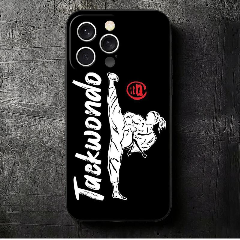 Taekwondo Kungfu Desgin Soft Phone Case for iPhone 16 16E 17 Air 15 Pro Max 14 Plus 13 Mini 11 12 7 Black Cover Back Shell
