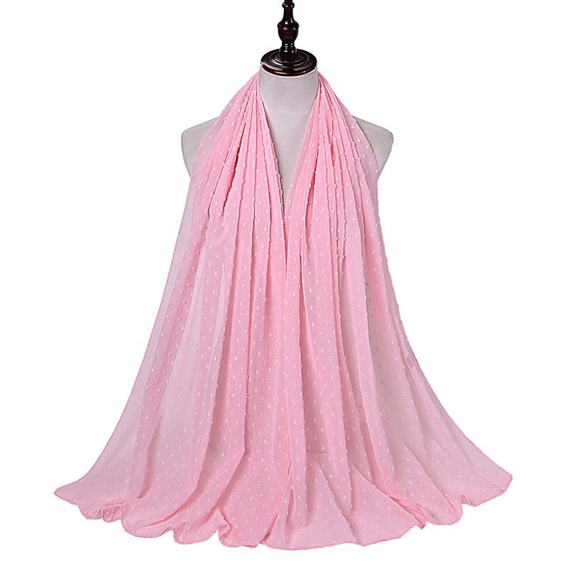 Pearl Tassel Solid Color Chiffon Headscarf