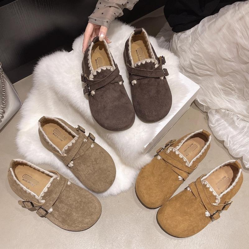 Flat Bottom Women's Autumn New Fashionable Versatile Retro One-pedal Round Head Single Shoes