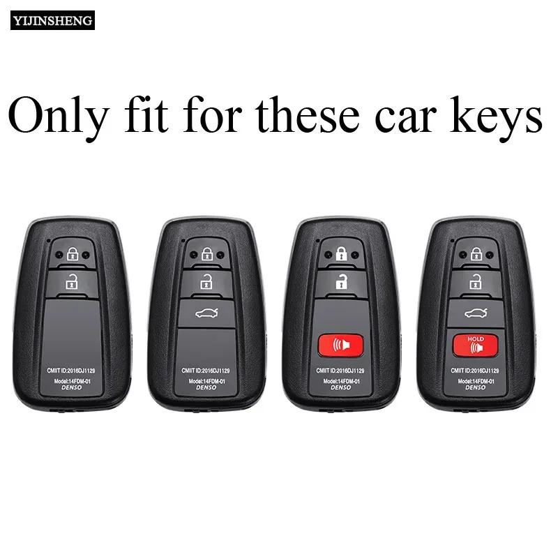 Zinc Alloy + Leather Car Key Case for Toyota Corolla Hybrid 2021 Rav4 Land Cruiser Prado Camry Highlander Prius C-HR 2018+