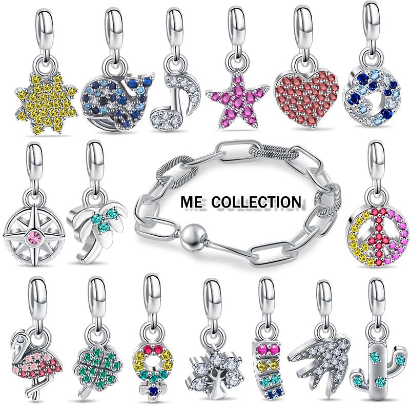 

Новые бусины из стерлингового серебра 925 пробы, коллекция ME, изысканная подвеска-подвеска, подходит для оригинального браслета-цепочки Me Link, ювелирные изделия своими руками, подарки