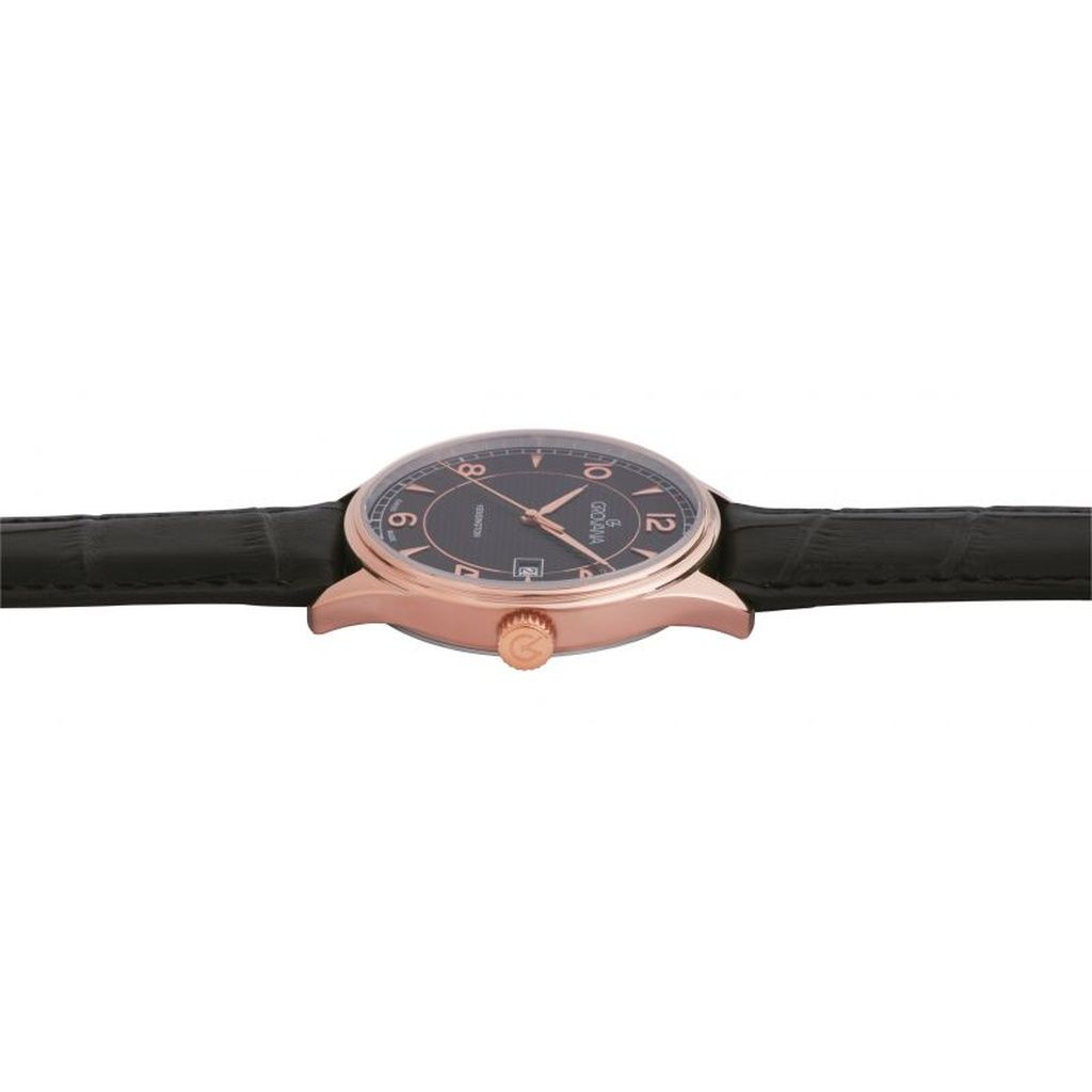 Grovana Kensington Classic Leather Strap Black Dial Quartz 1305.1567 Men's Watch