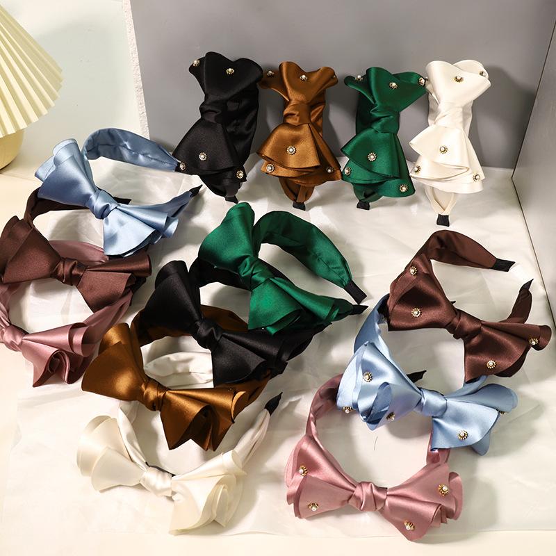 Fashion Satin Big Bow Rhinestone Hairbands Headbands Ornament Accessories For Women Hair Accessories