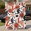 1PC Basketball HoopOutdoor Flannel Blanket - Soft Plush Decor for Picnics, Camping, Bedroom, Playroom, Office, or Lunch Break 1244A
