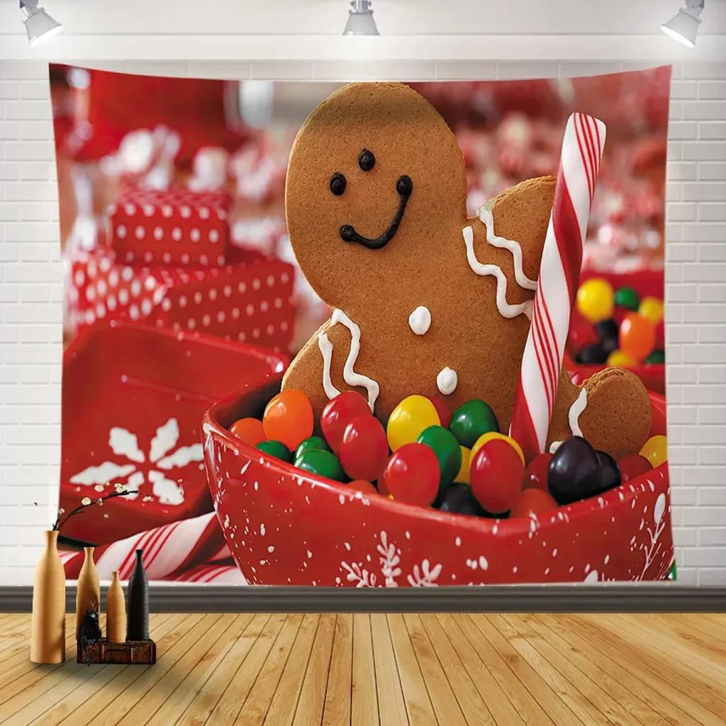 Christmas Party Red Background Tapestry Bedroom Living Room Home Christmas Decoration Tapestry