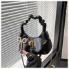 Fashion Pleated Design Shoulder Bags for Women Solid Color Ladies Soft Pu Crossbody Bag Pearl Girls Hobos Handbags Purse Clutch