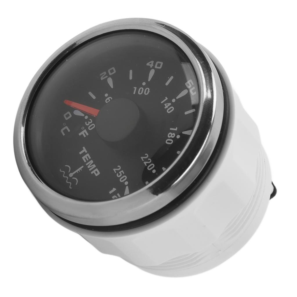 52mm Water Temperature Gauge 7 Colors Backlight IP67 Waterproof 1600‑22 Ohm  Pointer Indication Meter for Boats RVsBlack