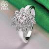 925 Sterling Silver Exquisite Shiny Sunflower Zircon Ring For Women Fashion Party Birthday Engagement Wedding Charm Jewelry Gift