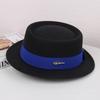 Autumn and Winter French Flat-brimmed Woolen Flat-top Top Top Hat Female British Show Small Face Simple Temperament Elegant Celebrity Style Jazz Hat