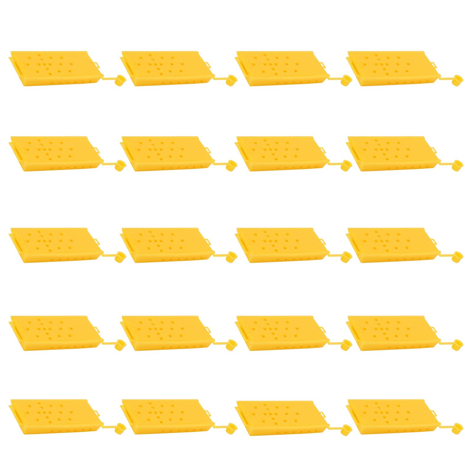 Konnwei Yellow 20Pcs Queen Bee Cages Plastic Capture Box Beekeeping Transport Tool Beekeeper Equipment