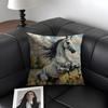 White Horse Luxury Cushion Cover Natural Linen Organic Fabric DoubleSided Printing Sofa Home Decor Gift Pillow Case