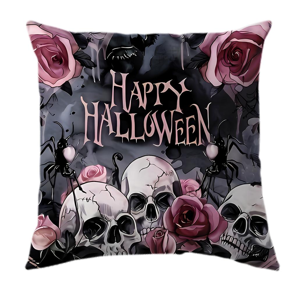 Spooky and Stylish Halloween Themed Pillowcases: Skulls, Roses, and Happy Halloween Designs Sofa Cushion Cover Gift
