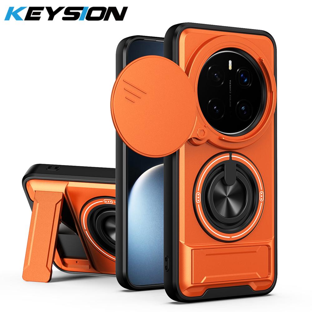 

KEYSION Magnetic Phone Case for HONOR Magic 7 6 Pro 5G Slide Camera Protection Upright Kickstand 360° Ring Shockproof Back Cover for Magic 7 Pro оранжевый