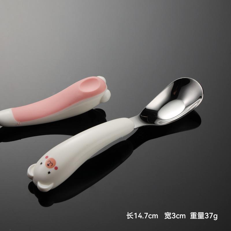 

Детская ручка из нержавеющей стали 316, ложка-слиток, столовые приборы для кормления матери и ребенка, переносная коробка в виде медведя, силиконовая ручка