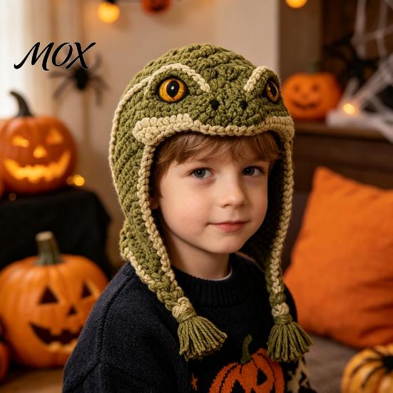 Animal Hat Knitting Set Hood Crochet Kit, DIY Earflap Learn to Kit Cute Craft for Beginners, Handmade Winter Headwear Complete Yarn